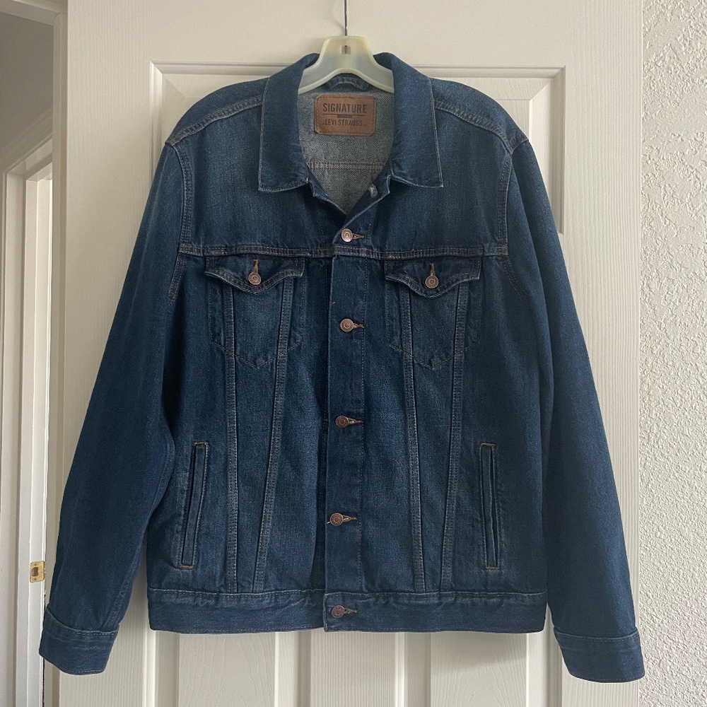 Levi Strauss Signature Dark Blue Denim Trucker Jacket - Men's M
